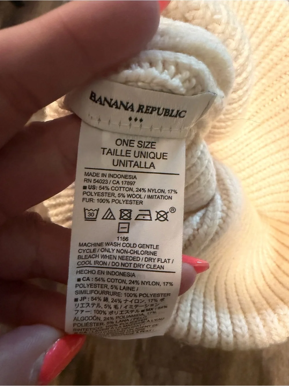 Banana Republic Cream Knit Beanie with Brown Pom